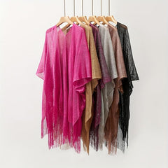 Mesh Bikini Cover Up Tassel Shawl Beach Blouse