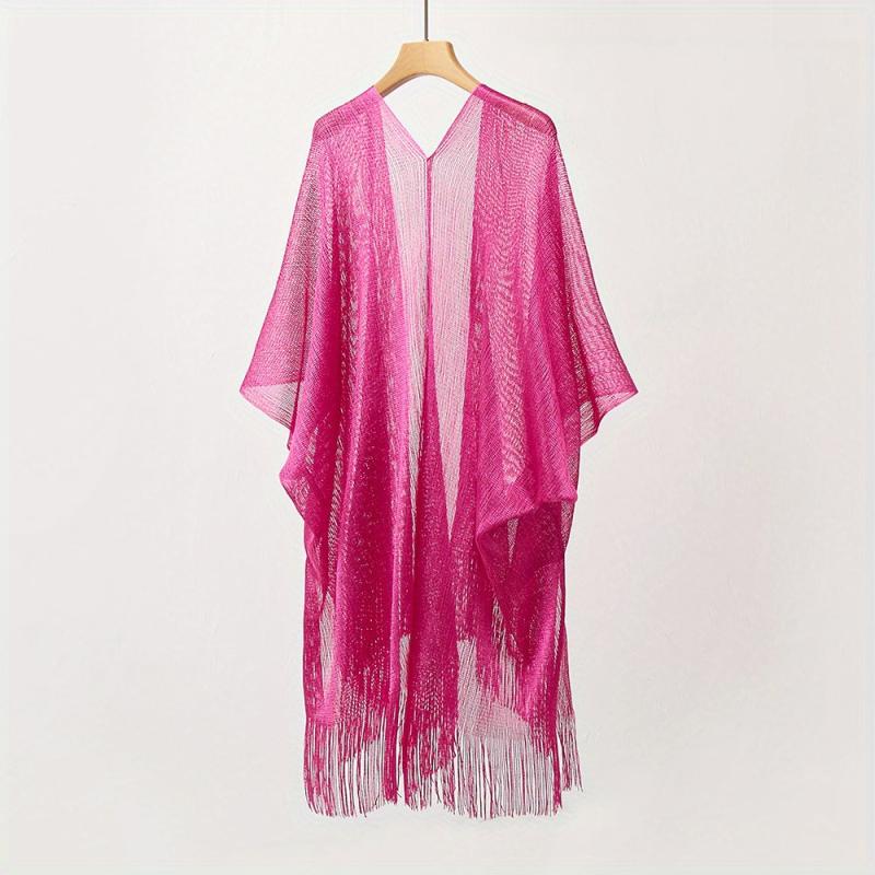 Mesh Bikini Cover Up Tassel Shawl Beach Blouse