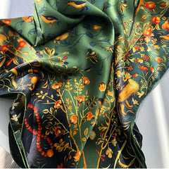 Crane Print Square Scarf Vintage Sunscreen Shawl Beach Travel Head Wrap