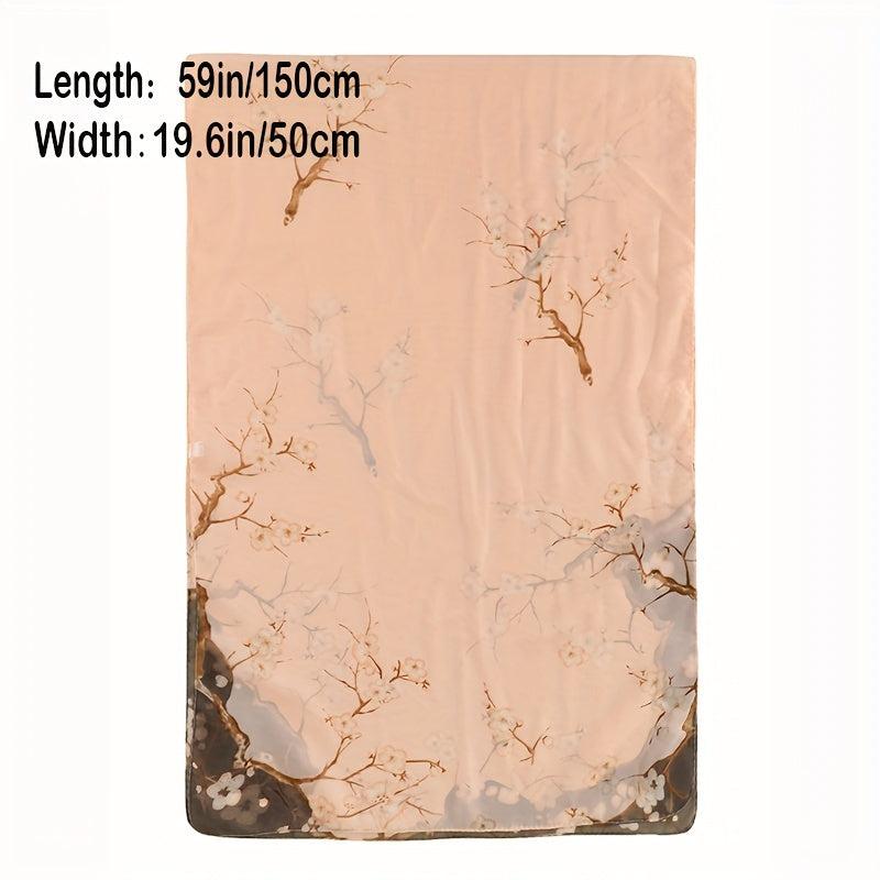 Vintage Tree Print Chiffon Scarf Long Shawl Windproof Head Wrap