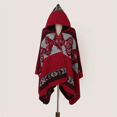 Oversized Hoodie Scarf Blanket Shawl Boho Plaid Block Print Tassel