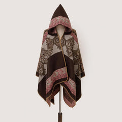 Oversized Hoodie Scarf Blanket Shawl Boho Plaid Block Print Tassel