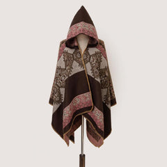 Oversized Hoodie Scarf Blanket Shawl Boho Plaid Block Print Tassel