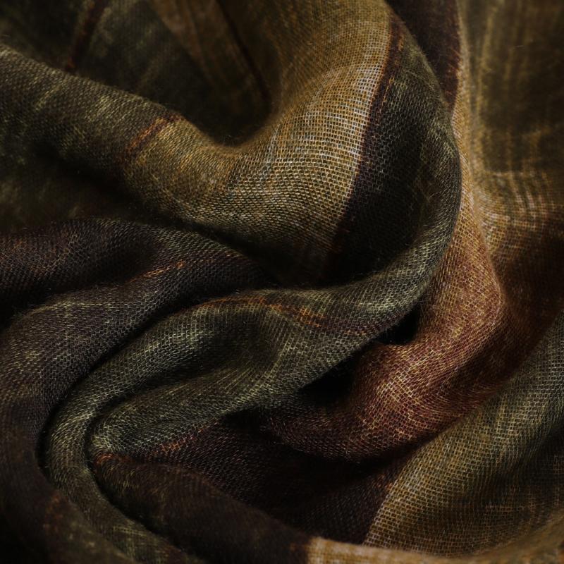 Colorblock Gradient Striped Green Thin Scarf 180x90cm