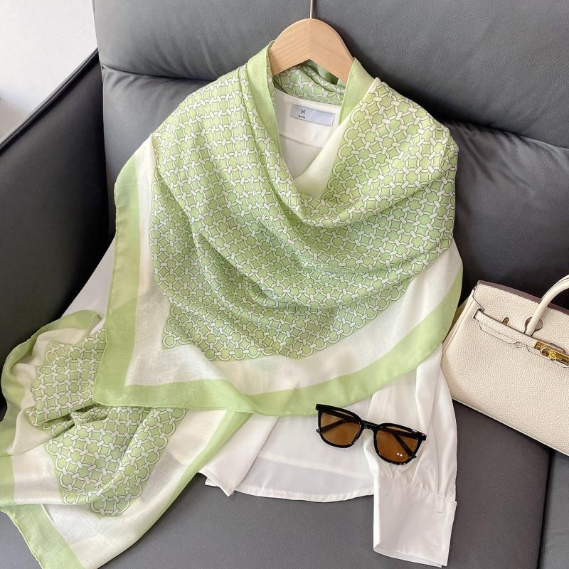 Classic Linen Scarf Autumn Winter Print Long Shawl