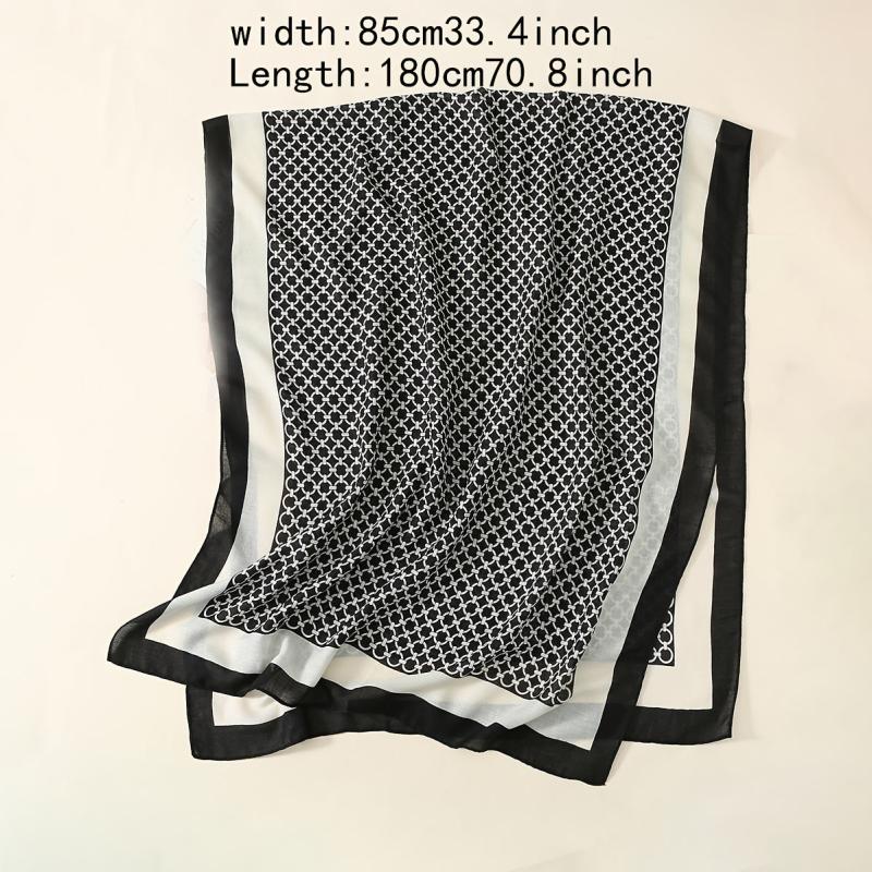 Classic Linen Scarf Autumn Winter Print Long Shawl