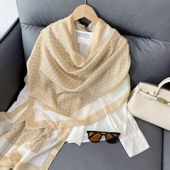 Classic Linen Scarf Autumn Winter Print Long Shawl