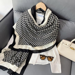 Classic Linen Scarf Autumn Winter Print Long Shawl