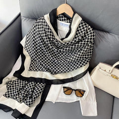 Classic Linen Scarf Autumn Winter Print Long Shawl