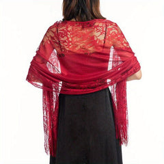 Floral Lace Hollow Scarf Shawl Embroidery Tassel Wrap Women Wedding Bridal Shawl