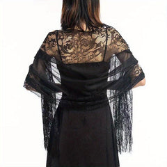 Floral Lace Hollow Scarf Shawl Embroidery Tassel Wrap Women Wedding Bridal Shawl
