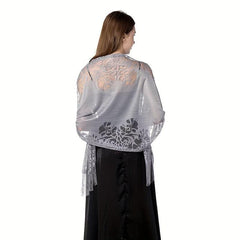 Floral Lace Hollow Scarf Shawl Embroidery Tassel Wrap Women Wedding Bridal Shawl