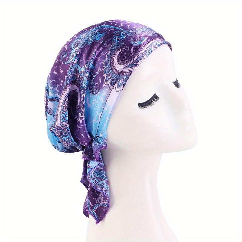 Pink Satin Turban Head Wrap Bonnet Chemo Hat Elastic Hijab Cap Beanie