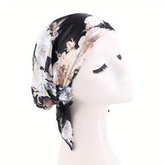 Pink Satin Turban Head Wrap Bonnet Chemo Hat Elastic Hijab Cap Beanie