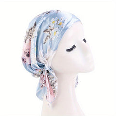 Pink Satin Turban Head Wrap Bonnet Chemo Hat Elastic Hijab Cap Beanie