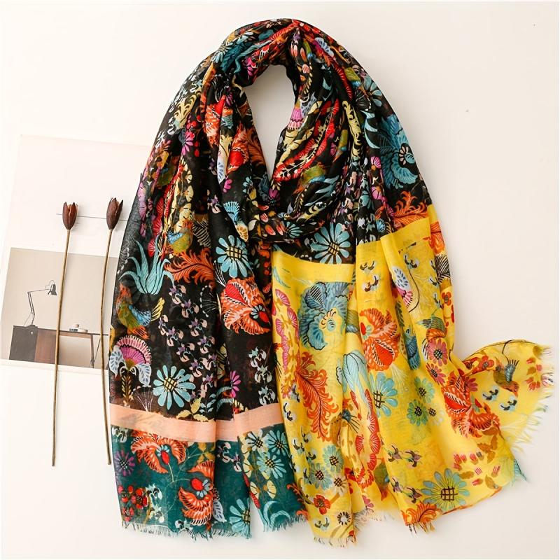 Ethnic Style Travel Shawl Printed Tassel Scarf Women's Retro Warm Scarf