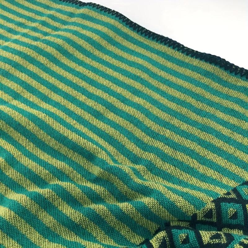 Plaid Print Shawl Geometric Pattern Warm Cape Windproof Cardigan