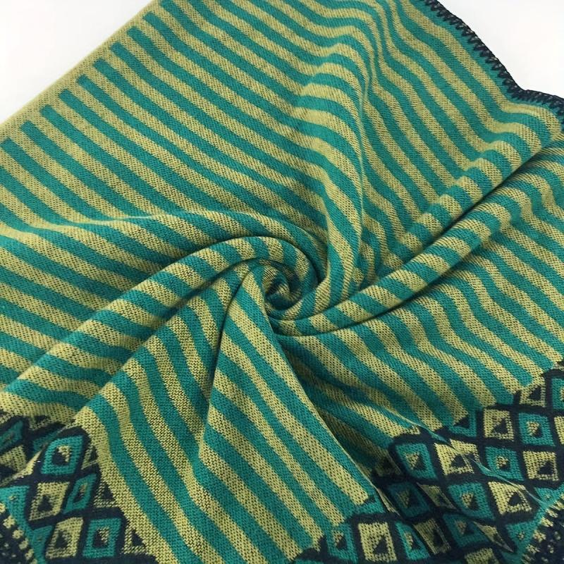 Plaid Print Shawl Geometric Pattern Warm Cape Windproof Cardigan