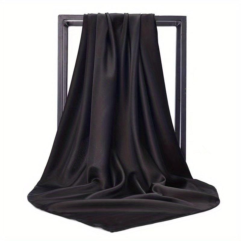 Solid Satin Shawl Bandana Silk Square Scarf Head Wrap Classic Sunscreen Travel