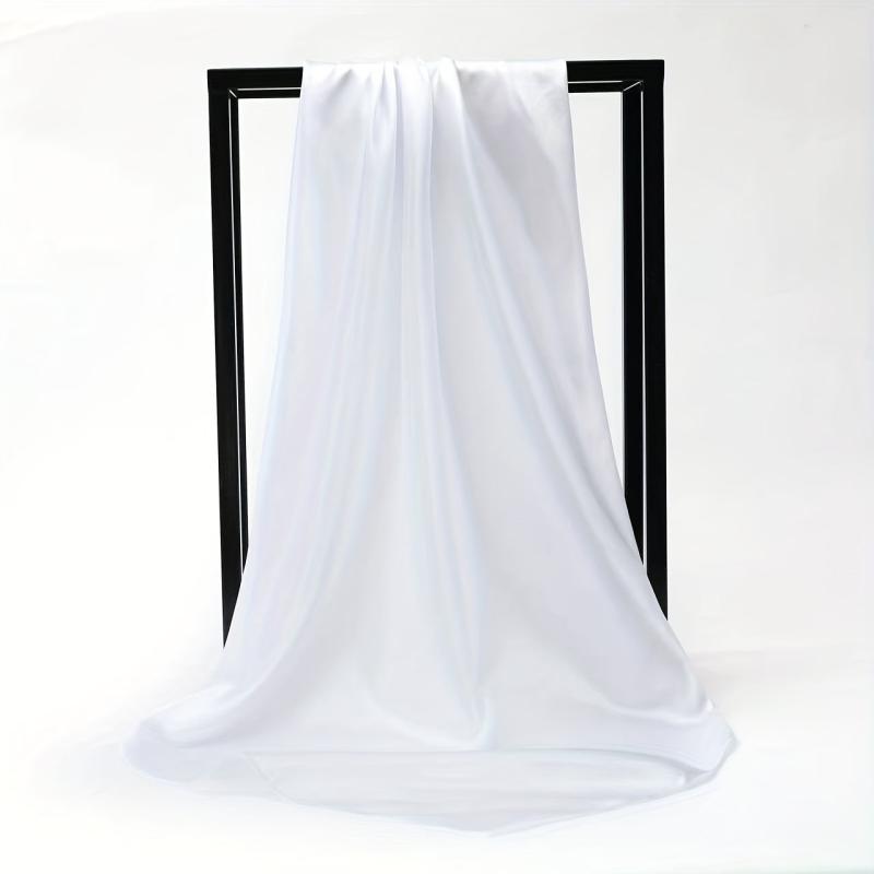 Solid Satin Shawl Bandana Silk Square Scarf Head Wrap Classic Sunscreen Travel