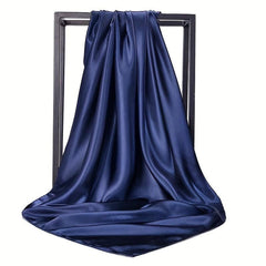 Solid Satin Shawl Bandana Silk Square Scarf Head Wrap Classic Sunscreen Travel