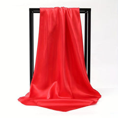 Solid Satin Shawl Bandana Silk Square Scarf Head Wrap Classic Sunscreen Travel