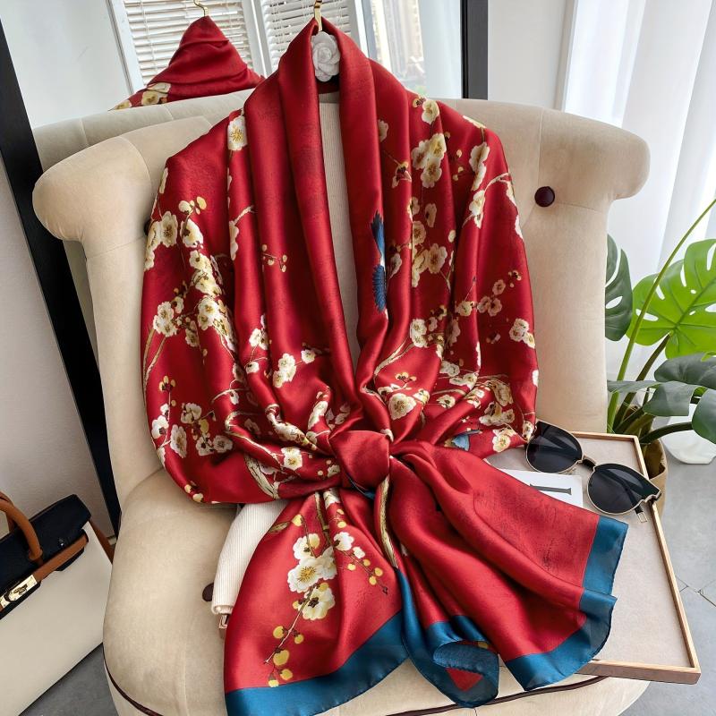 Satin Plum Long Scarf Lightweight Wraps For Women