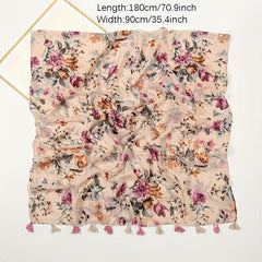 Floral Tassel Shawl Scarf Print Soft Headband Hijab