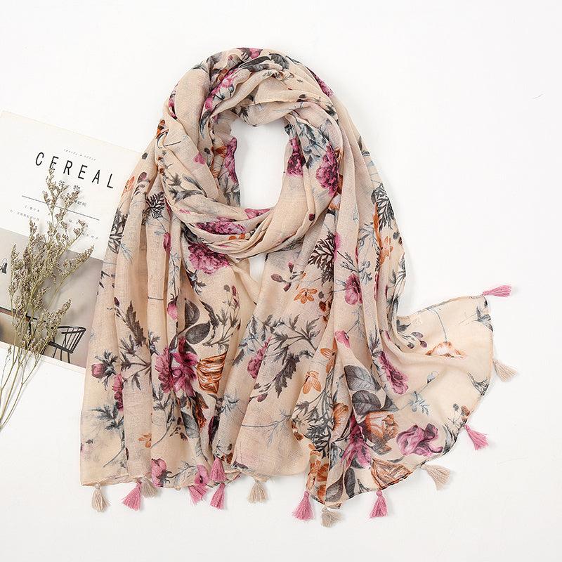 Floral Tassel Shawl Scarf Print Soft Headband Hijab