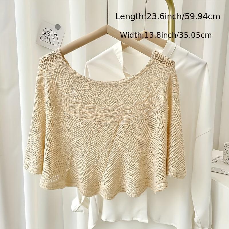 Hollow Out Knitted Shawl Solid Wrap Cape Ruffles Cardigan