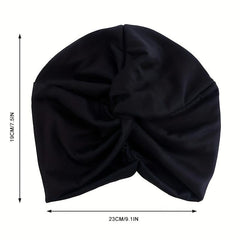 Knotted Pleated Head Wrap Solid Beanies Turban Women's Elastic Chemo Hat