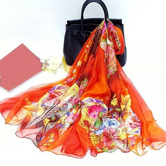 Boho Flower Print Oversized Scarf Thin Shawl