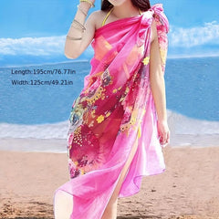 Boho Flower Print Oversized Scarf Thin Shawl