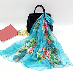 Boho Flower Print Oversized Scarf Thin Shawl