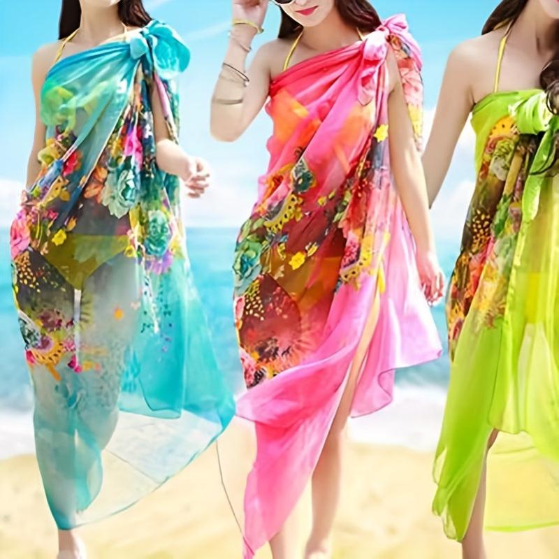 Boho Flower Print Oversized Scarf Thin Shawl