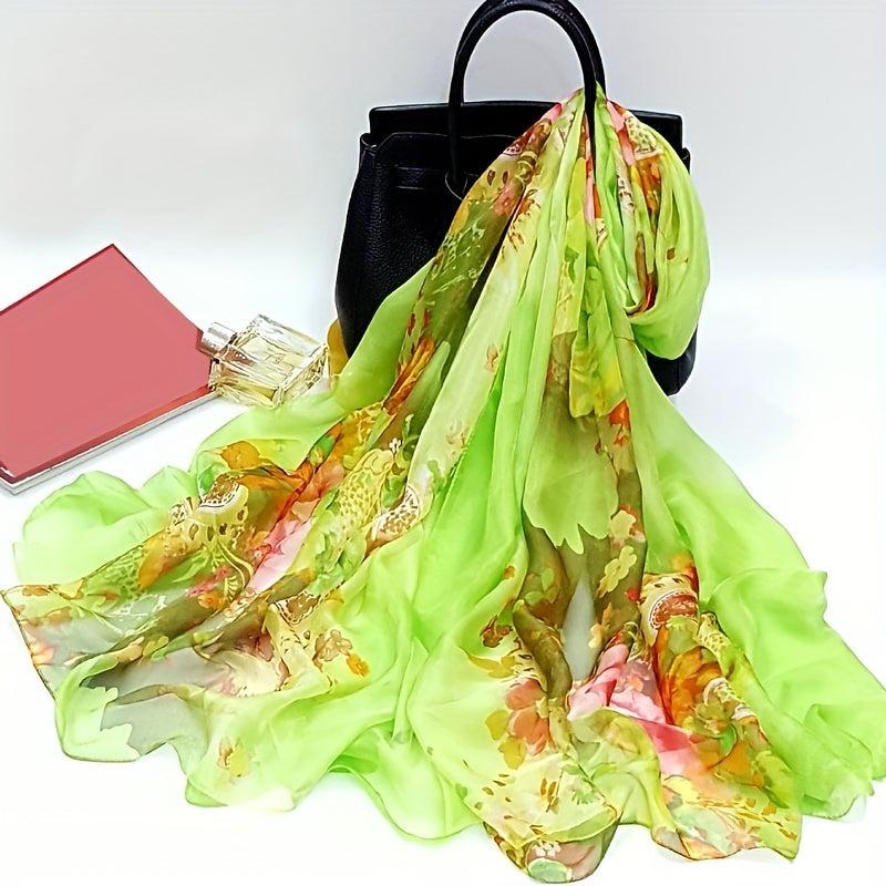 Boho Flower Print Oversized Scarf Thin Shawl