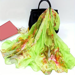 Boho Flower Print Oversized Scarf Thin Shawl