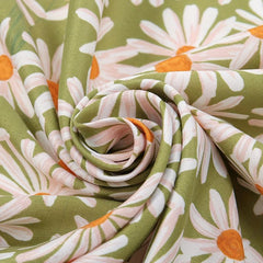 Chrysanthemum Print Square Scarf Green Bandana