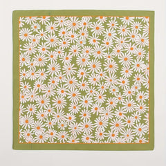 Chrysanthemum Print Square Scarf Green Bandana