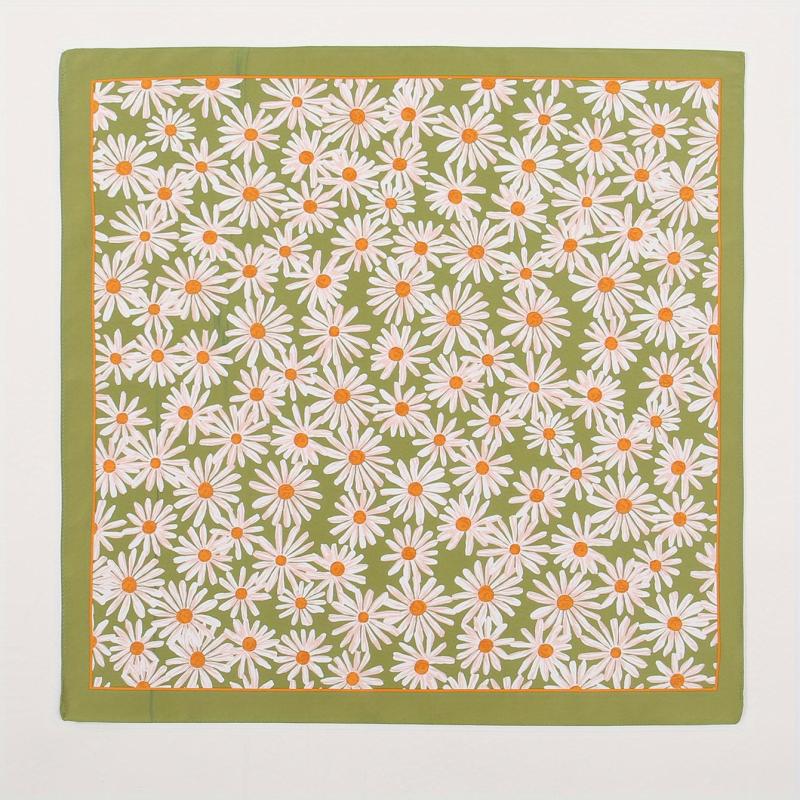 Chrysanthemum Print Square Scarf Green Bandana