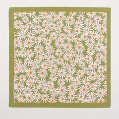 Chrysanthemum Print Square Scarf Green Bandana