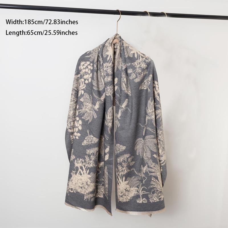 Vintage Jacquard Large Scarf Shawl Women - Windproof Warm Wrap