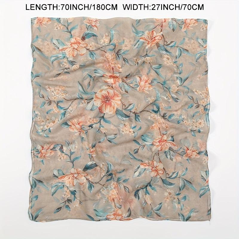 Vintage Floral Print Scarf Windproof Shawl Women Head Wrap