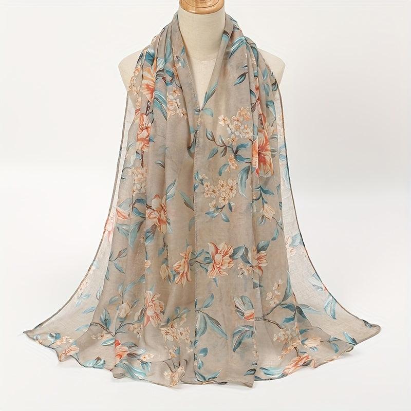 Vintage Floral Print Scarf Windproof Shawl Women Head Wrap