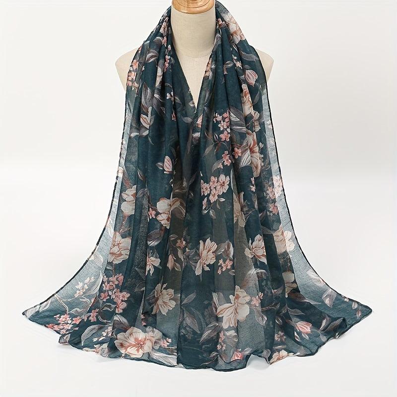 Vintage Floral Print Scarf Windproof Shawl Women Head Wrap