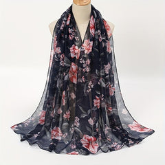 Vintage Floral Print Scarf Windproof Shawl Women Head Wrap