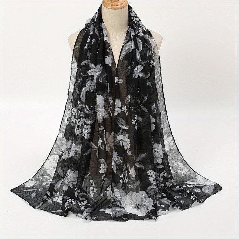 Vintage Floral Print Scarf Windproof Shawl Women Head Wrap