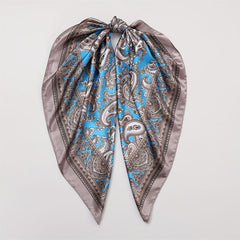 Vintage Paisley Print Square Scarf Satin Bandana Windproof Head Wrap