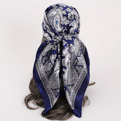 Vintage Paisley Print Square Scarf Satin Bandana Windproof Head Wrap