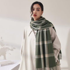 Cashmere Plaid Scarf Winter Warm Checked Scarves For Women